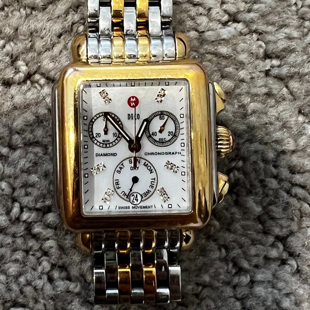 MICHELE Deco Mid Diamond Dial Bracelet Watch, 29mm